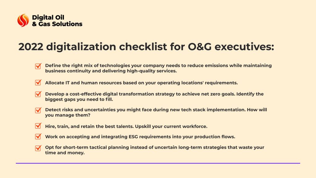digital trends in oil and gas industry - checklist